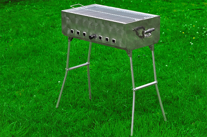 Mangal Edelstahl Schaschlikgrill MEGA Turist Holzkohlegrill Grill + 10