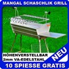 Mangal EURO MEGA V2A 100% Edelstahl Schaschlik Grill + 10 Spiesse SET