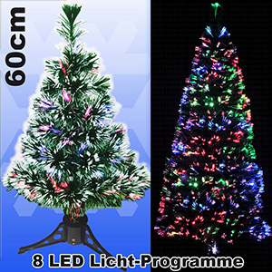 LED Weihnachtsbaum 60cm mit 8. Programmen - farbwechselnden Glasfaser Künstlicher Tannenbaum