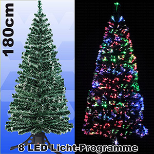 LED Weihnachtsbaum 180cm mit 8. Programmen - farbwechselnden Glasfaser Künstlicher Tannenbaum