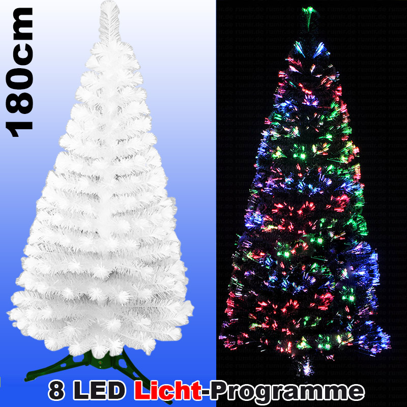 LED Weihnachtsbaum 180cm mit 8. Programmen - farbwechselnden Glasfaser Künstlicher Tannenbaum