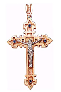 Cross pendant, synthetically sapphire, 5,9 g.