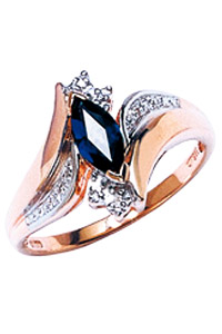 Lady ring, sapphire, diamond 0,015 carat