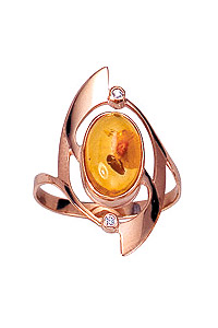 Lady ring, amber, zirkonia
