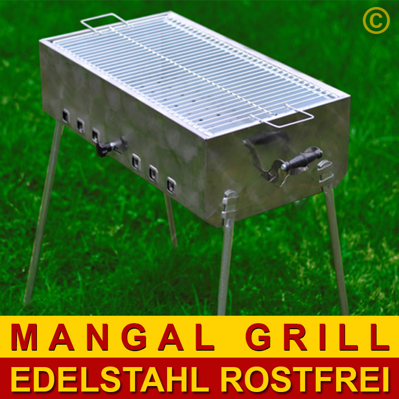 MANGAL Schaschlik Grill MEGA aus Edelstahl + GRILLROST + MODEL 2020 eBay