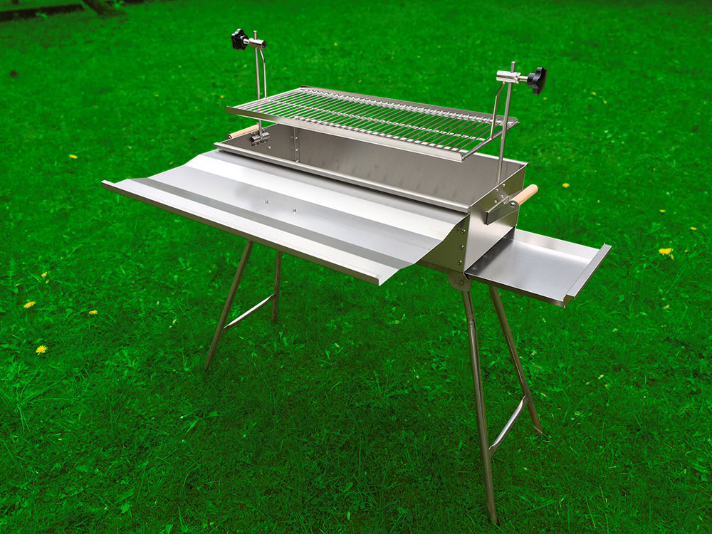 MANGAL mit Deckel 2mm Edelstahl Schaschlikgrill BBQ Holzkohlegrill