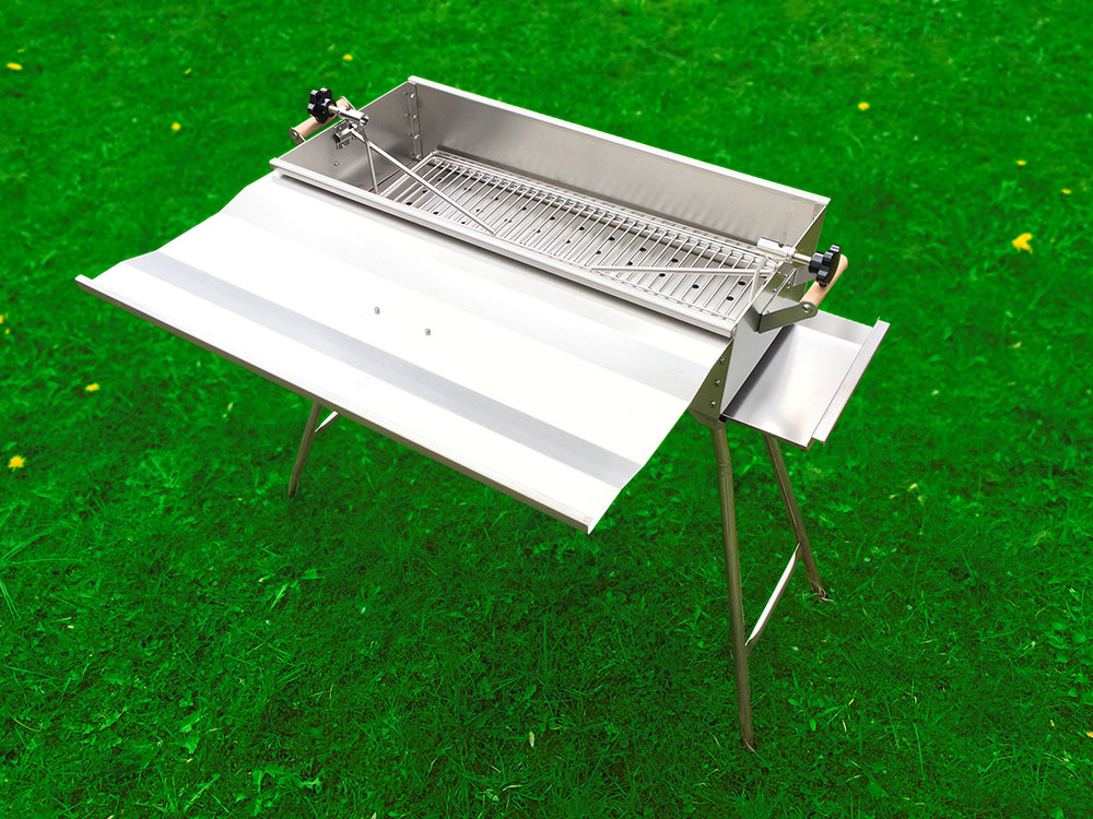 MANGAL mit Deckel 2mm Edelstahl Schaschlikgrill BBQ Holzkohlegrill