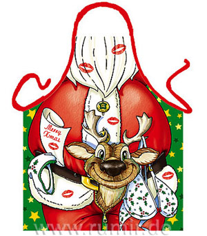 Schürze - Weihnachtsmann mit Elch