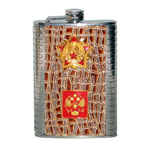 Flask - Gerb Russia red + Star on leather - 250ml.