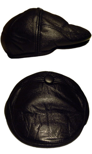 Schirmmütze mit klappbarem Ohrenschutz - kunstleder schwarz
