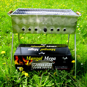 Mangal Mega Edelstahl Schaschlik Grill - 60x33x70x20 cm. old