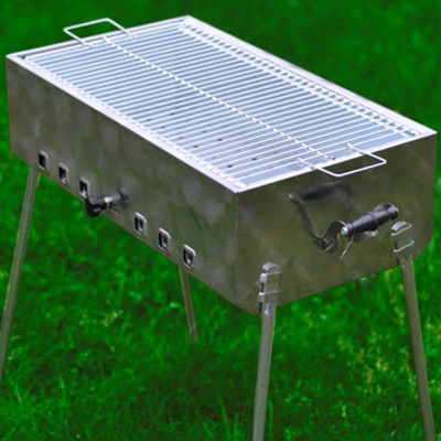 Mangal Mega stainless steel Schaschlik Grill - 60x33xx20x75 cm.