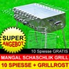 Mangal Mega stainless steel Schaschlik Grill + 10 Shampurov