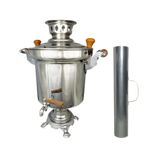 Samovar - na ugljah ili na drovah s truboj - nerzhavejka - 5,0l.