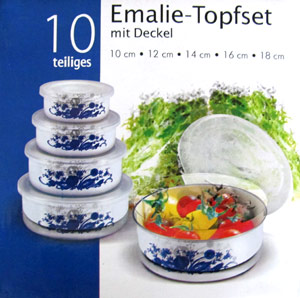Emalie Topf-Set mit Deckel - 10in1