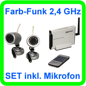 Jay-Tech 2x Wireless Farb Überwachungskamera 2,4GHz