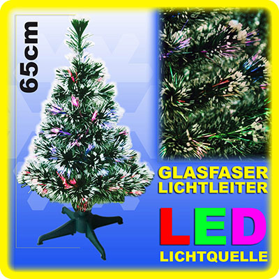 Weihnachtsbaum 65cm - LED mit farbwechselnden Glasfaser Künstlicher Tannenbaum