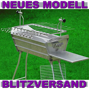 Mangal MEGA KM-1373 - 2mm Edelstahl Schaschlikgrill + 10 Schaschlikspiesse