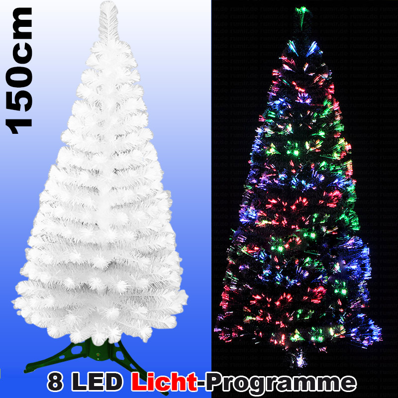 LED Weihnachtsbaum 150cm mit 8. Programmen - farbwechselnden Glasfaser Künstlicher Tannenbaum