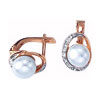 Earrings, geninue pearl, zirkonia