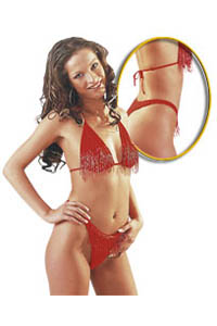 Perlenbikini rot S/M