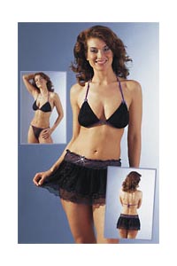 BH Set mit Rock schwarz/lila M