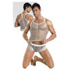Herren Netztop weisslig; M