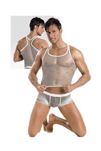 Herren Netztop weisslig; M