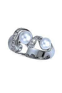Lady ring, white gold, geninue pearl, zirkonia