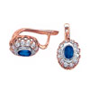 Earrings, synthetically sapphire, zirkonia