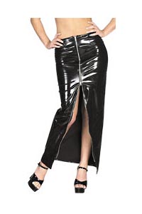 Lack langer Rock schwarz M