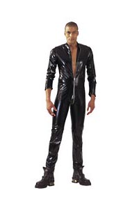 Herren Lack Overall schwarz XL