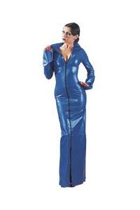 Latex Kleid metallicblau M
