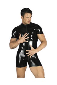 Latex Herren Kurzoverall sw M