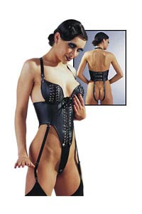 Leder Schnürbody schwarz S