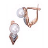 Earrings, geninue pearl, zirkonia