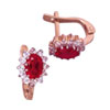 Earrings, synthetically ruby